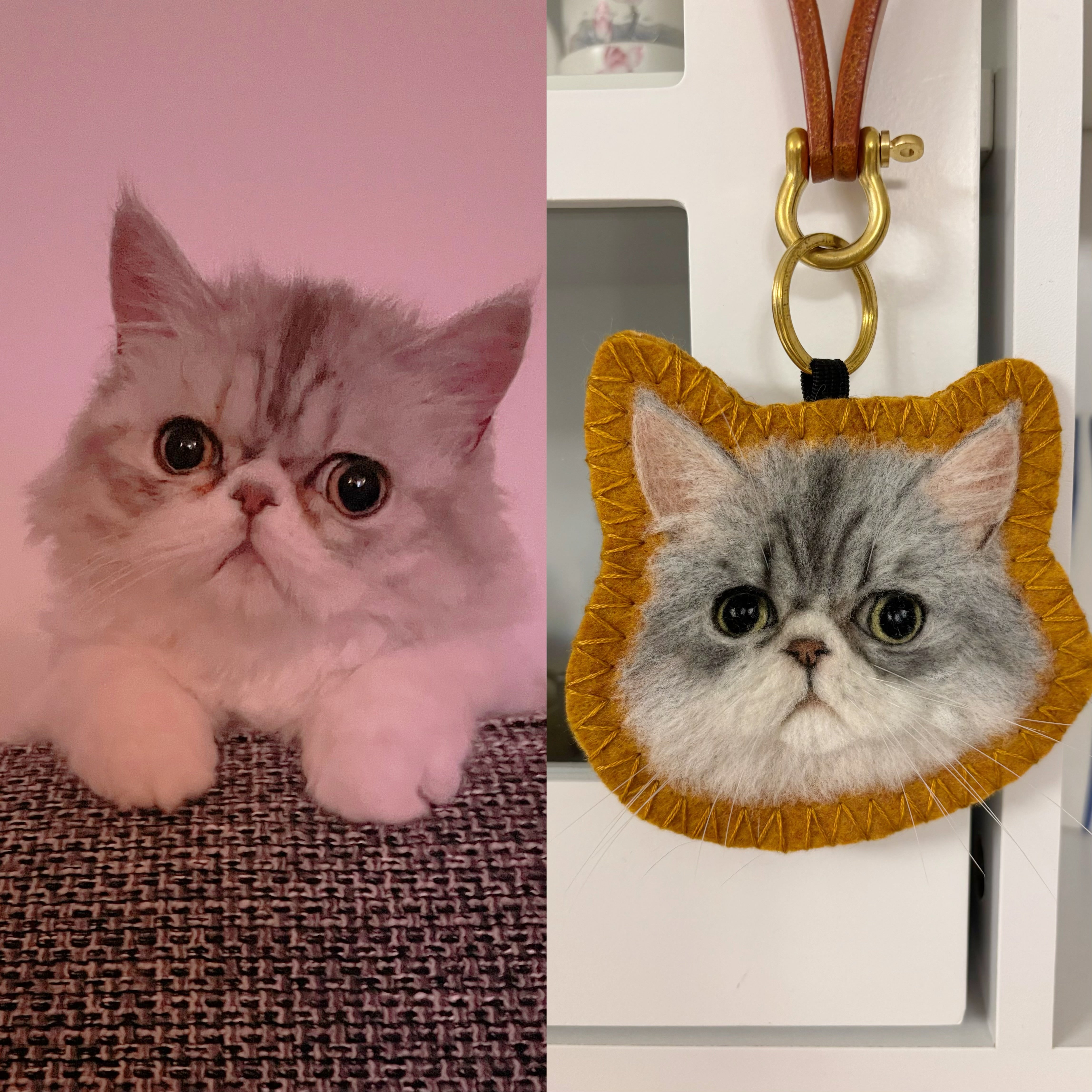 Custom 2D needle felted pet ornament decoration