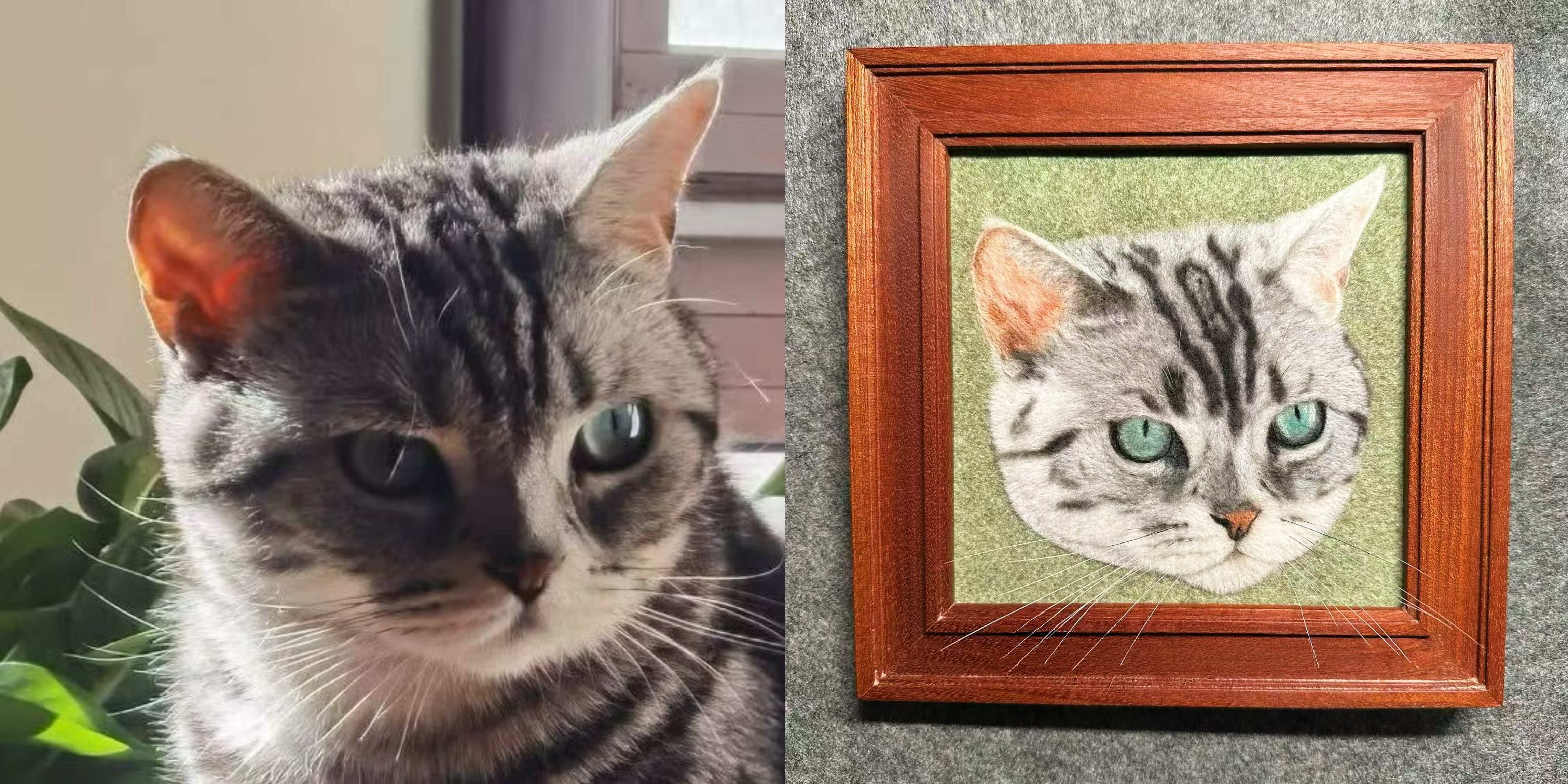 Small 2D Felted Pet Portrait in 15x15cm Wooden Frame - Photo 12