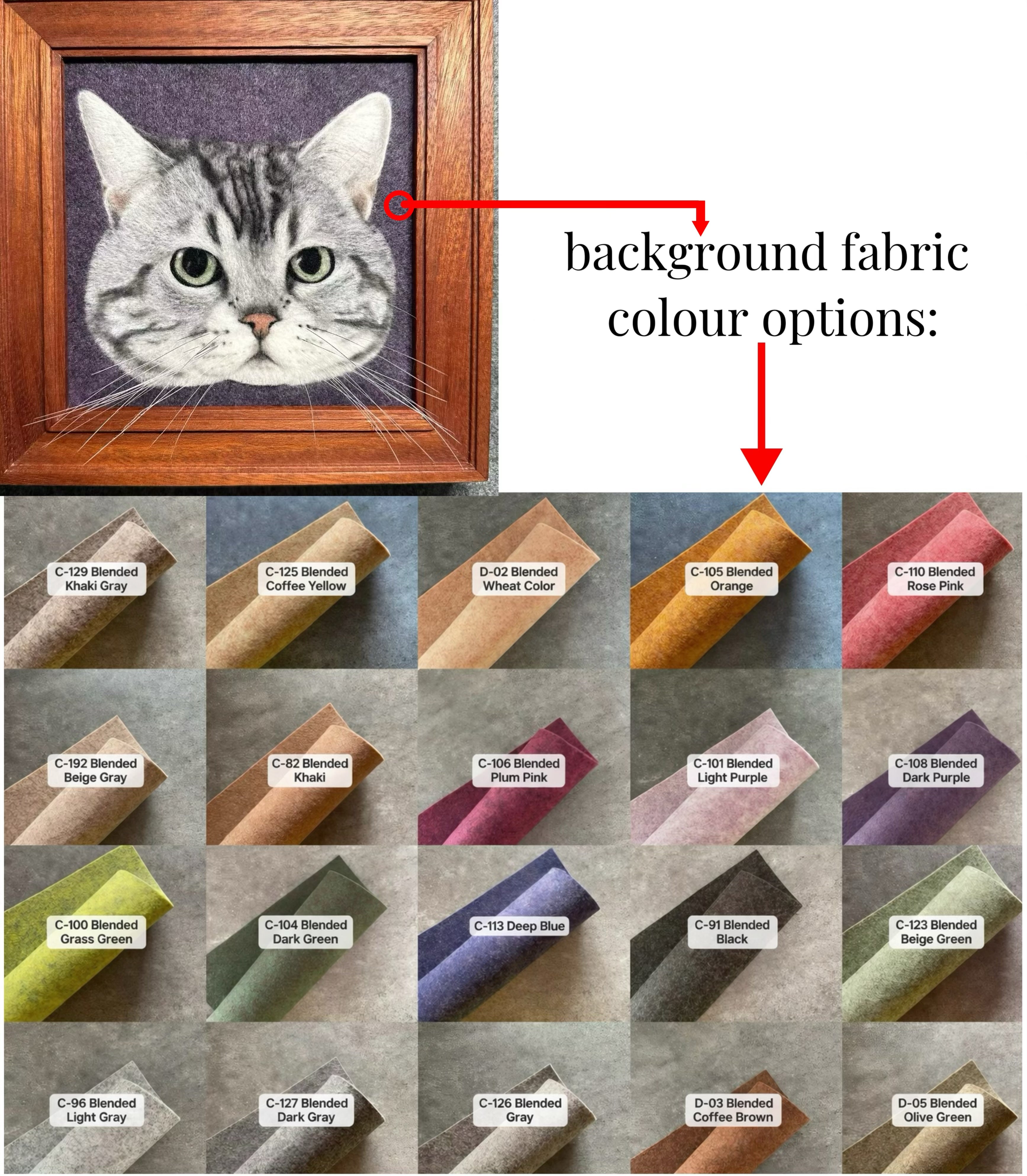 Small 2D Felted Pet Portrait in 15x15cm Wooden Frame - Photo 3