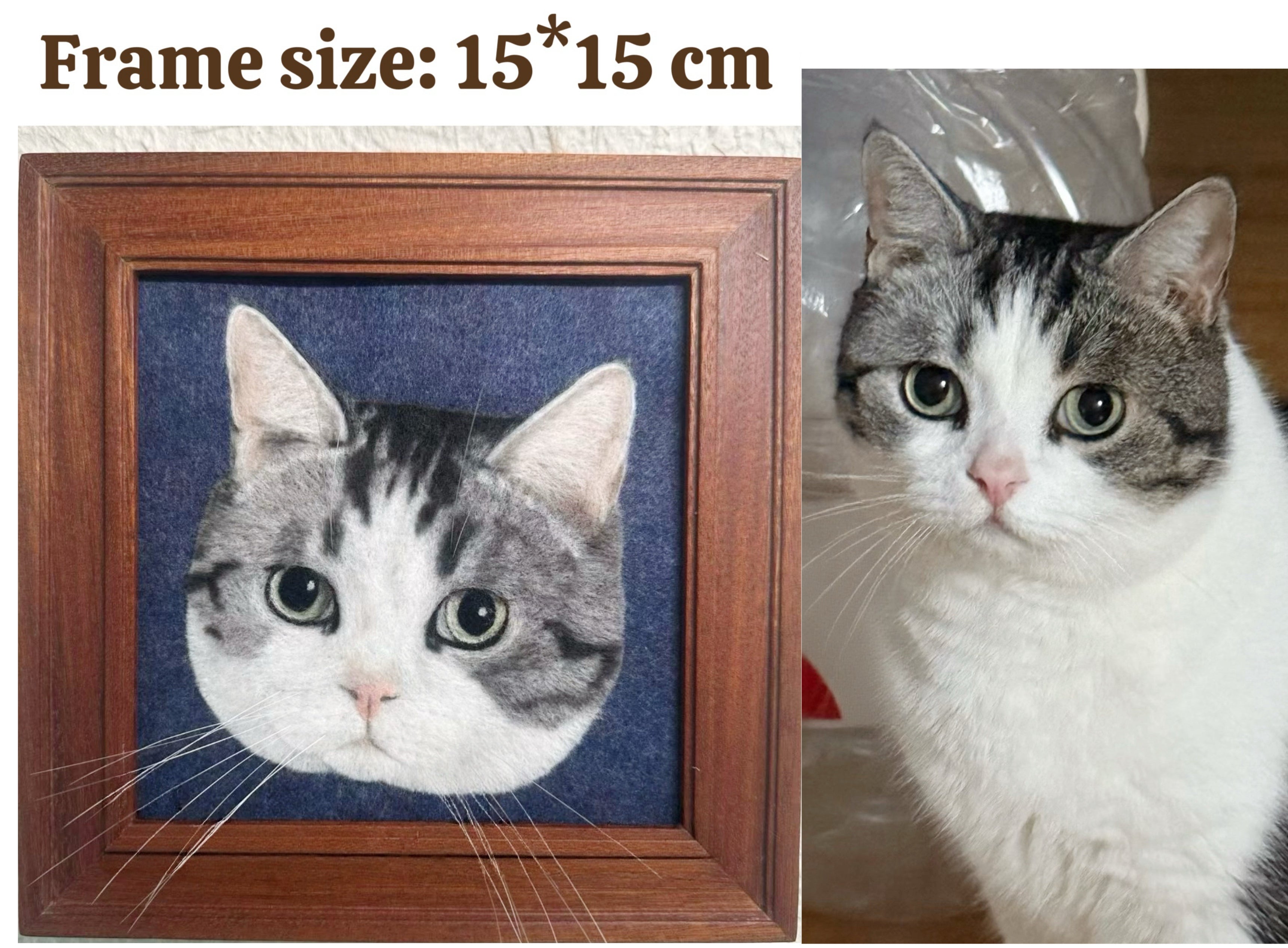 Small 2D Felted Pet Portrait in 15x15cm Wooden Frame - Photo 4