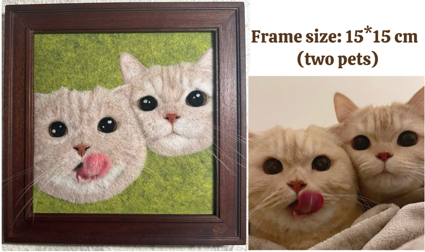 Small 2D Felted Pet Portrait in 15x15cm Wooden Frame - Photo 5