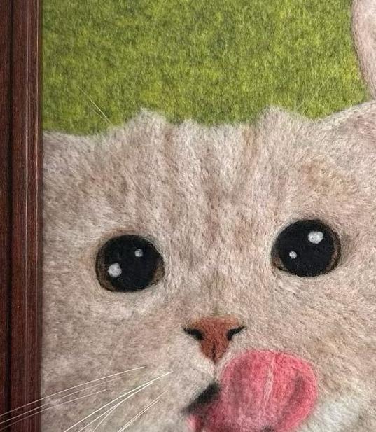 Small 2D Felted Pet Portrait in 15x15cm Wooden Frame - Photo 6