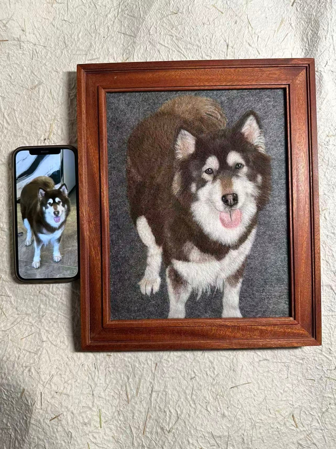 Custom 2D Felted Pet Portrait in Wooden Frame: 4 Sizes - Photo 12