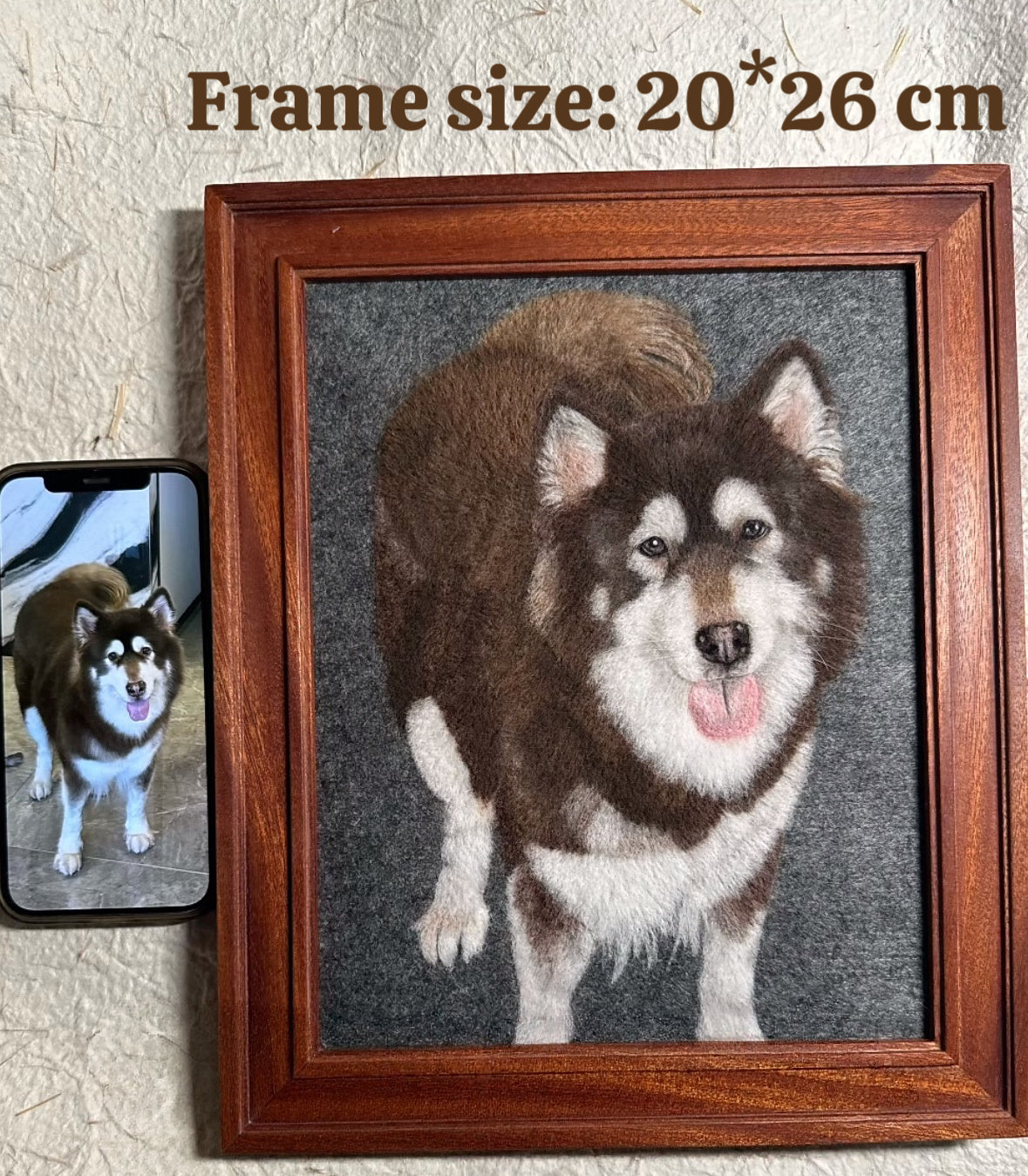 Custom 2D Felted Pet Portrait in Wooden Frame: 4 Sizes - Photo 4