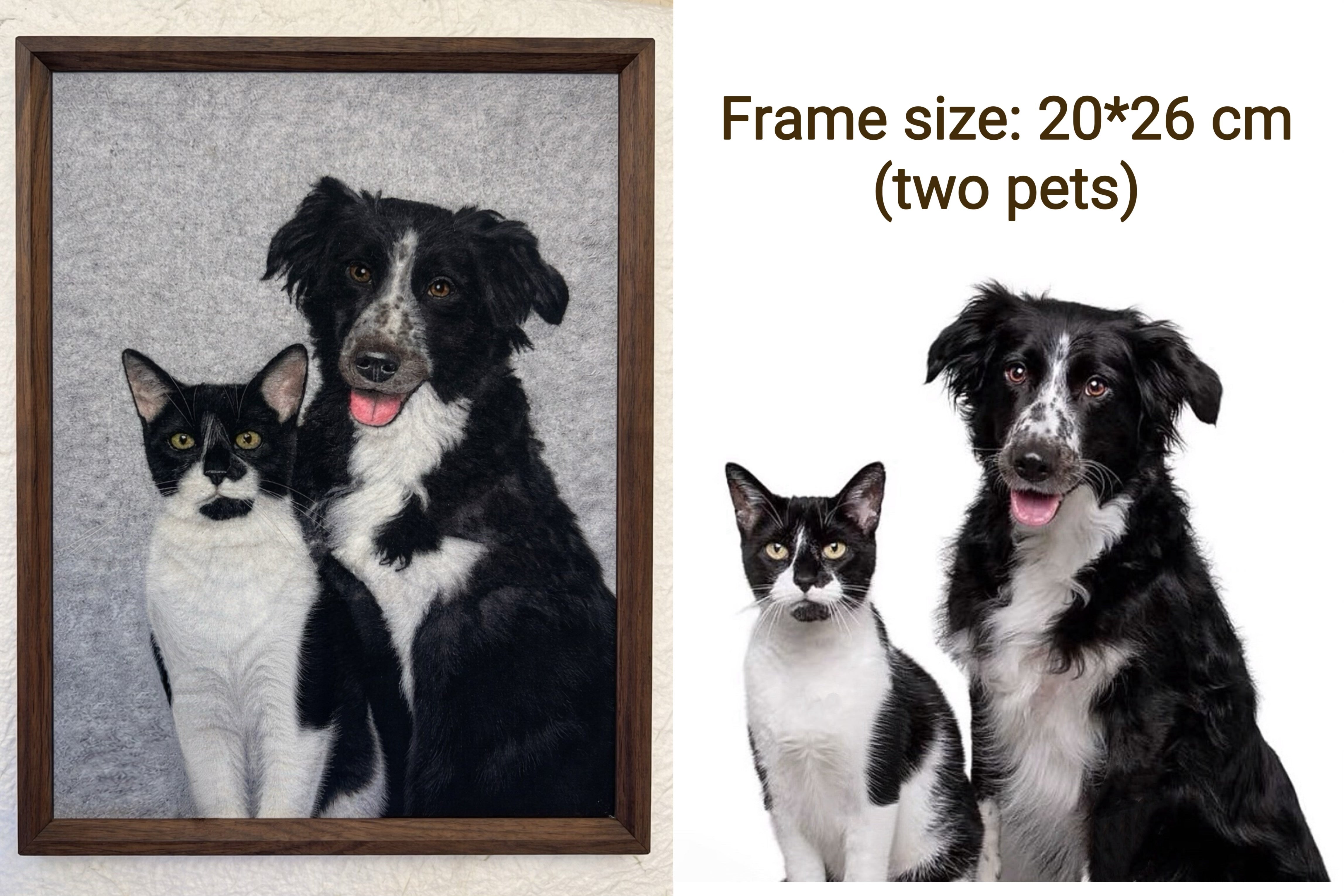 Custom 2D Felted Pet Portrait in Wooden Frame: 4 Sizes - Photo 5