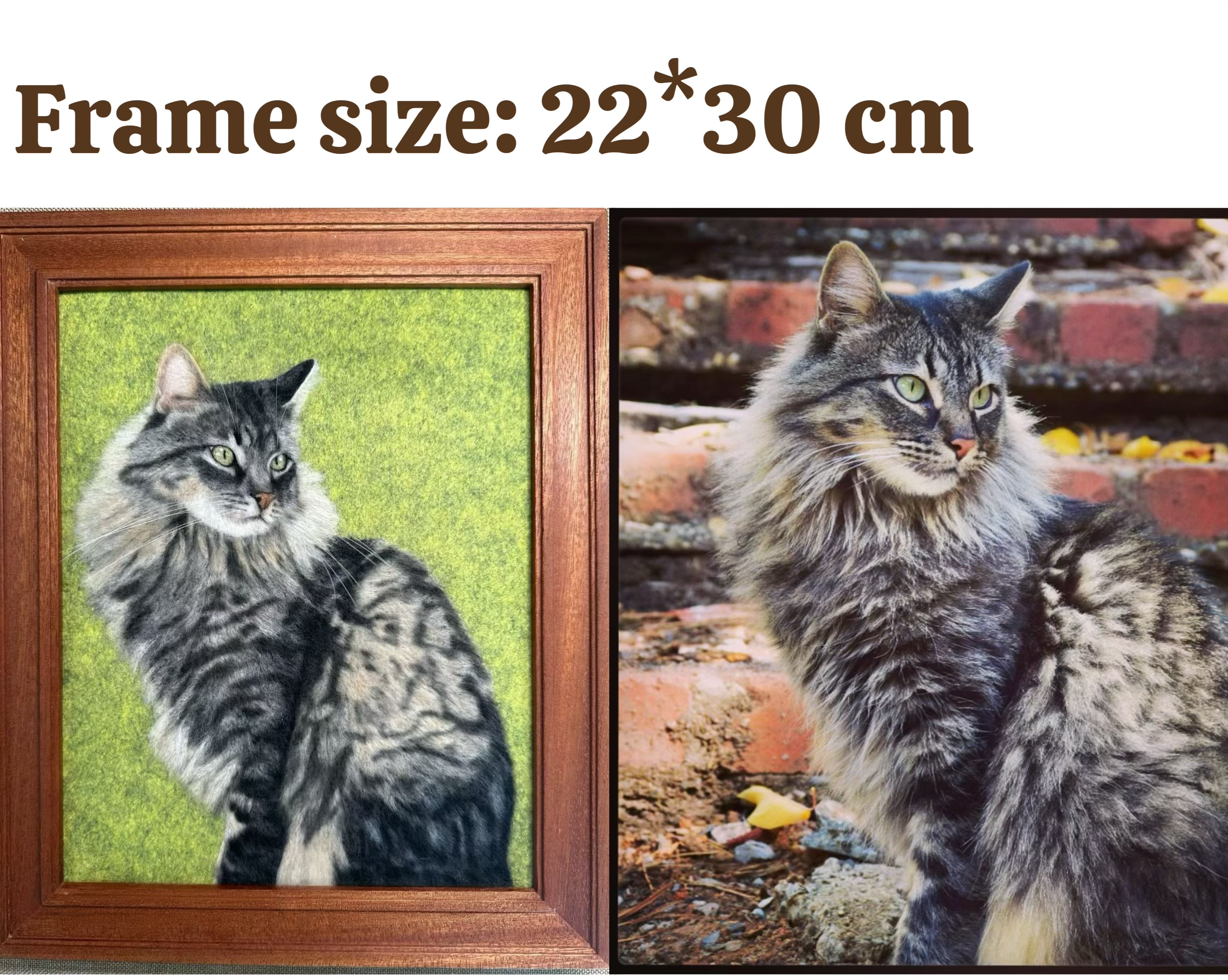 Custom 2D Felted Pet Portrait in Wooden Frame: 4 Sizes - Photo 7