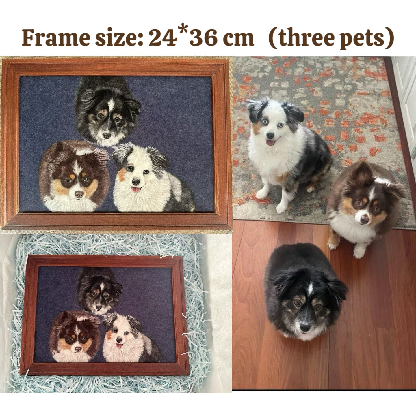 Custom 2D Felted Pet Portrait in Wooden Frame: 4 Sizes - Photo 8