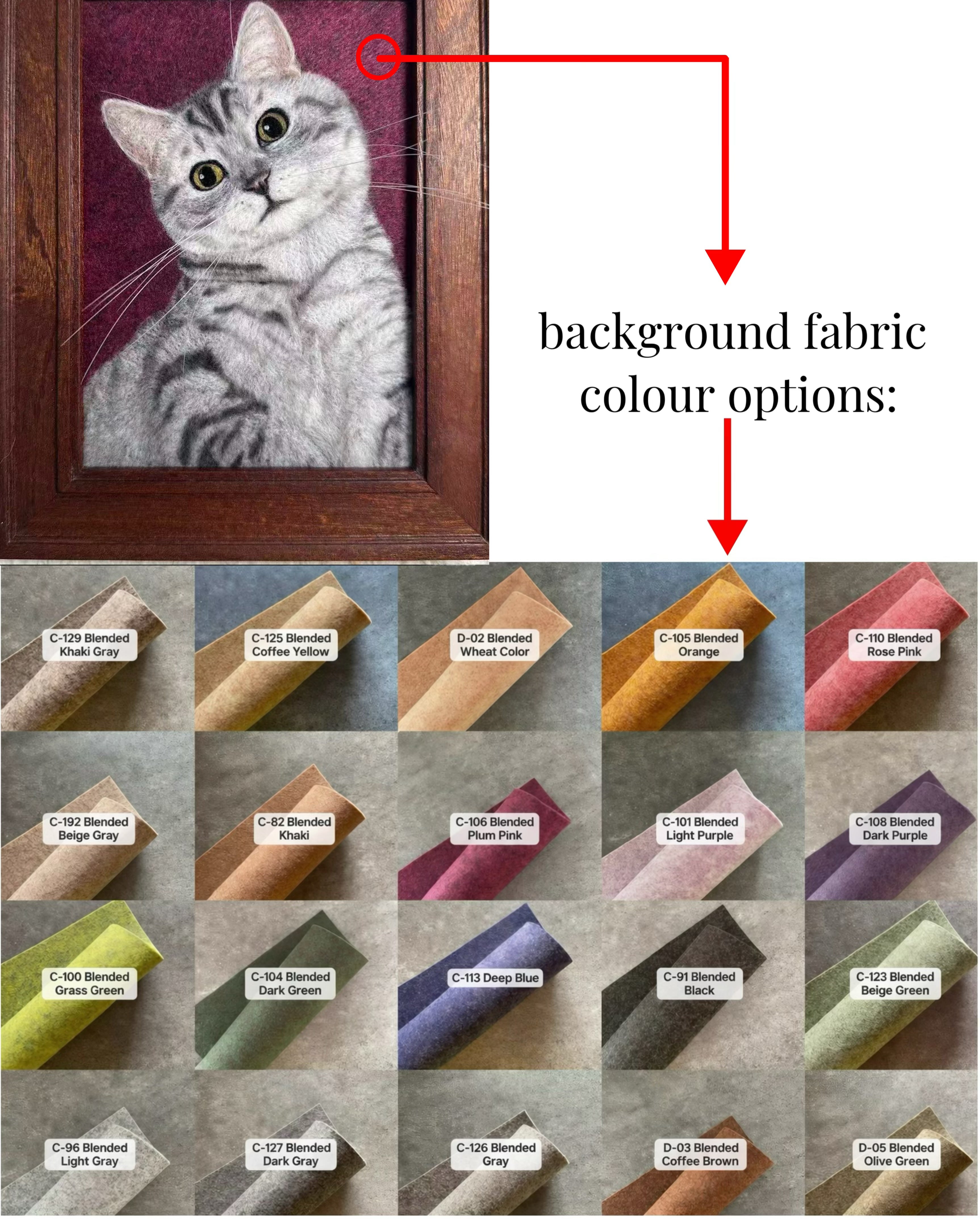 Custom 2D Felted Pet Portrait in Wooden Frame: 4 Sizes - Photo 9
