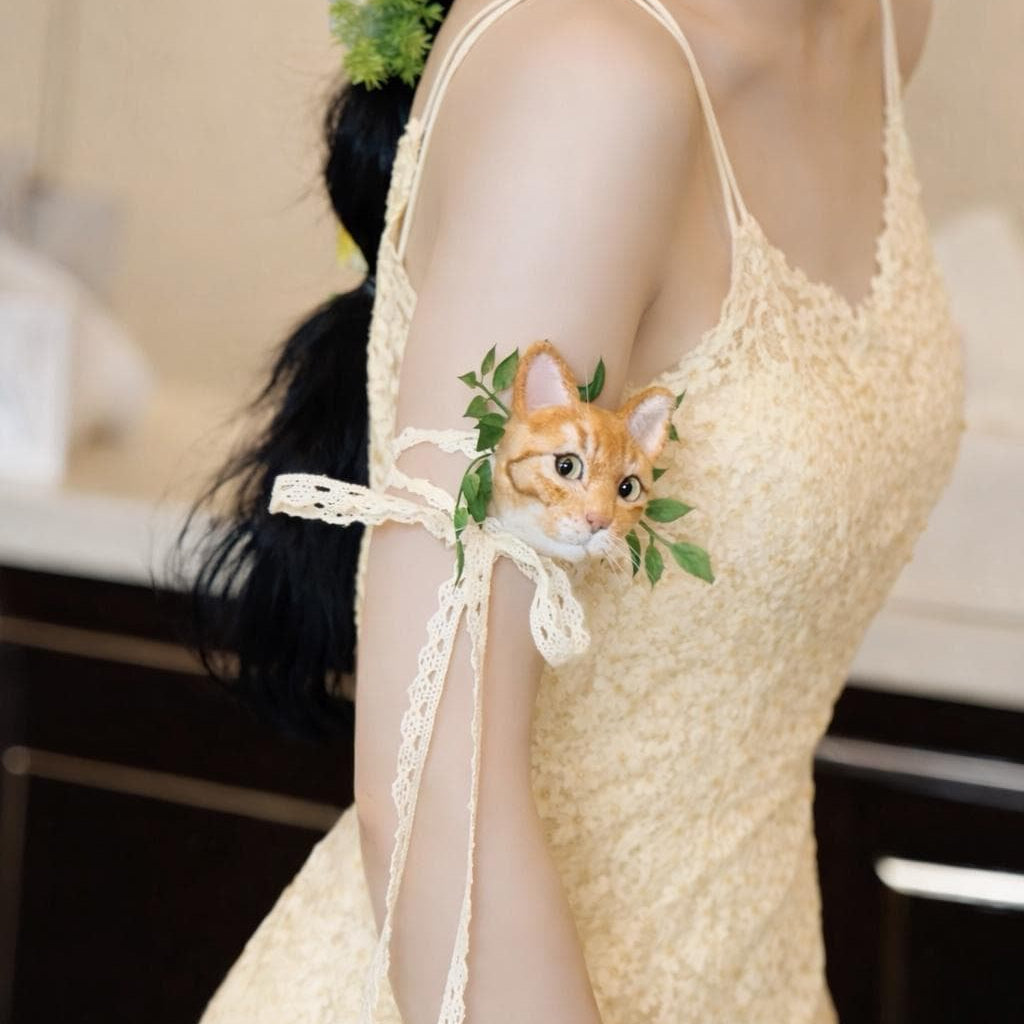 Custom 3D needle felted pet brooch for weddings