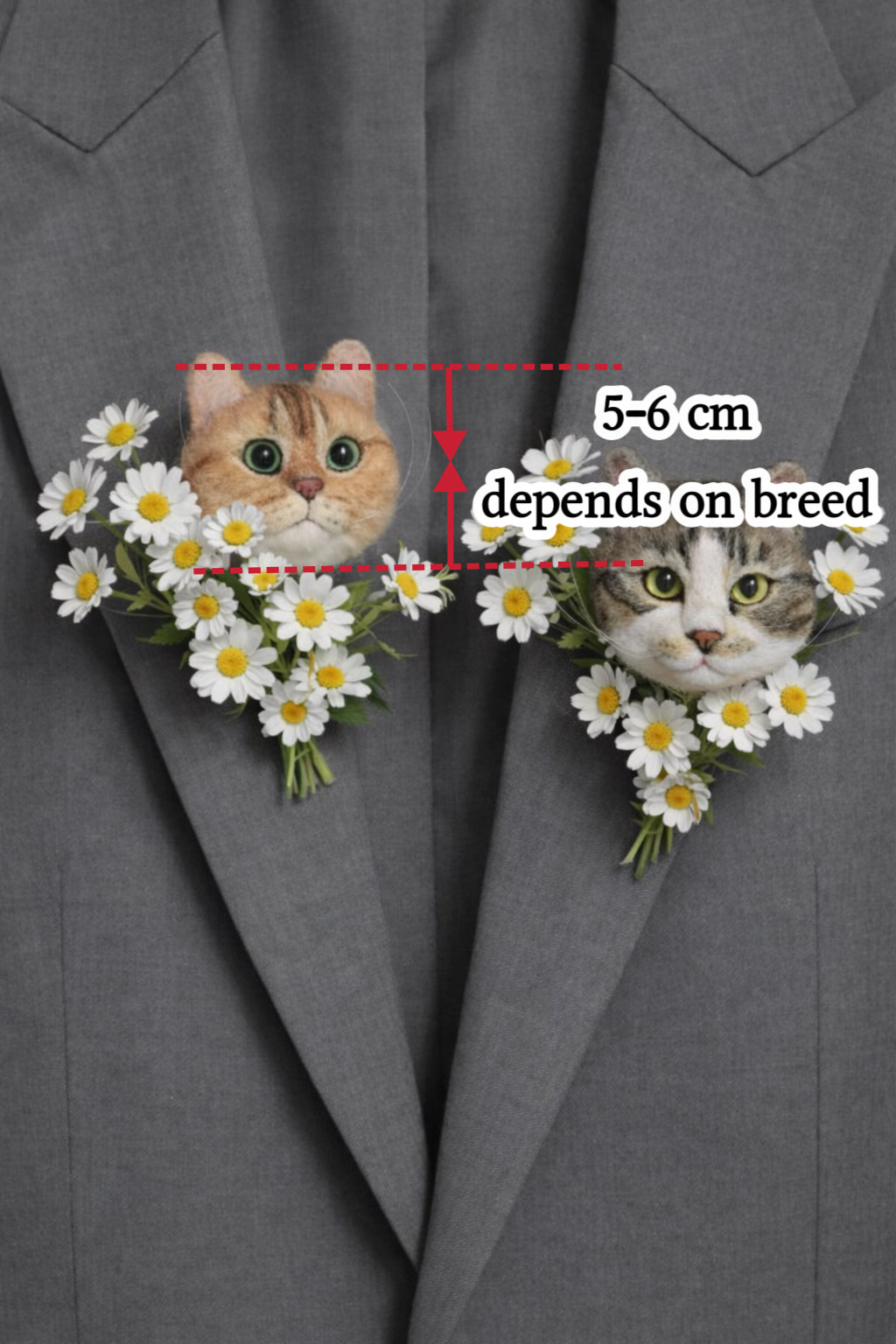 Custom 3D Felted Pet Brooch for Weddings and Events - Photo 4