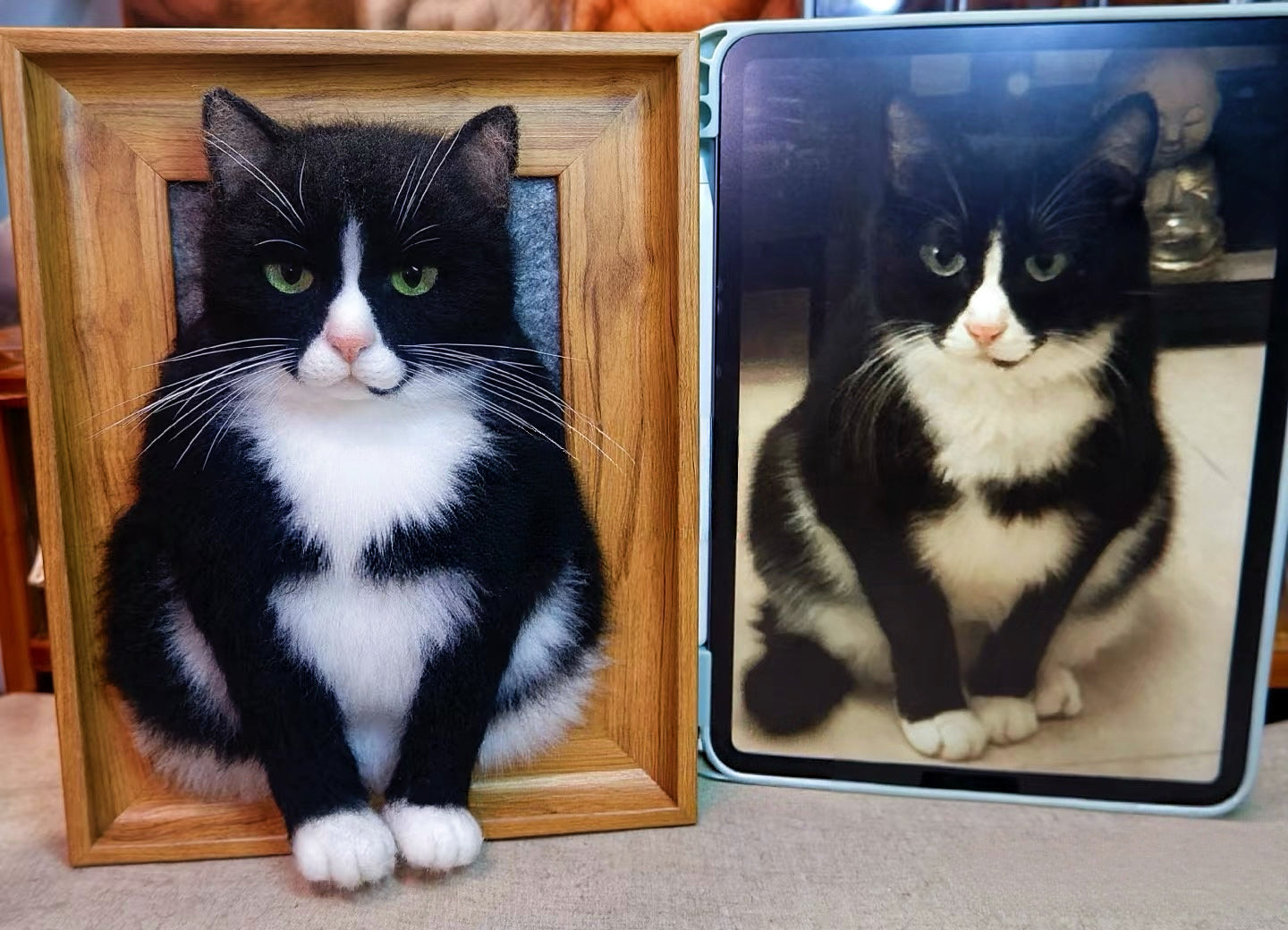 Custom 3D Felted Pet Portrait in Wooden Frame: 3 Sizes - Photo 11
