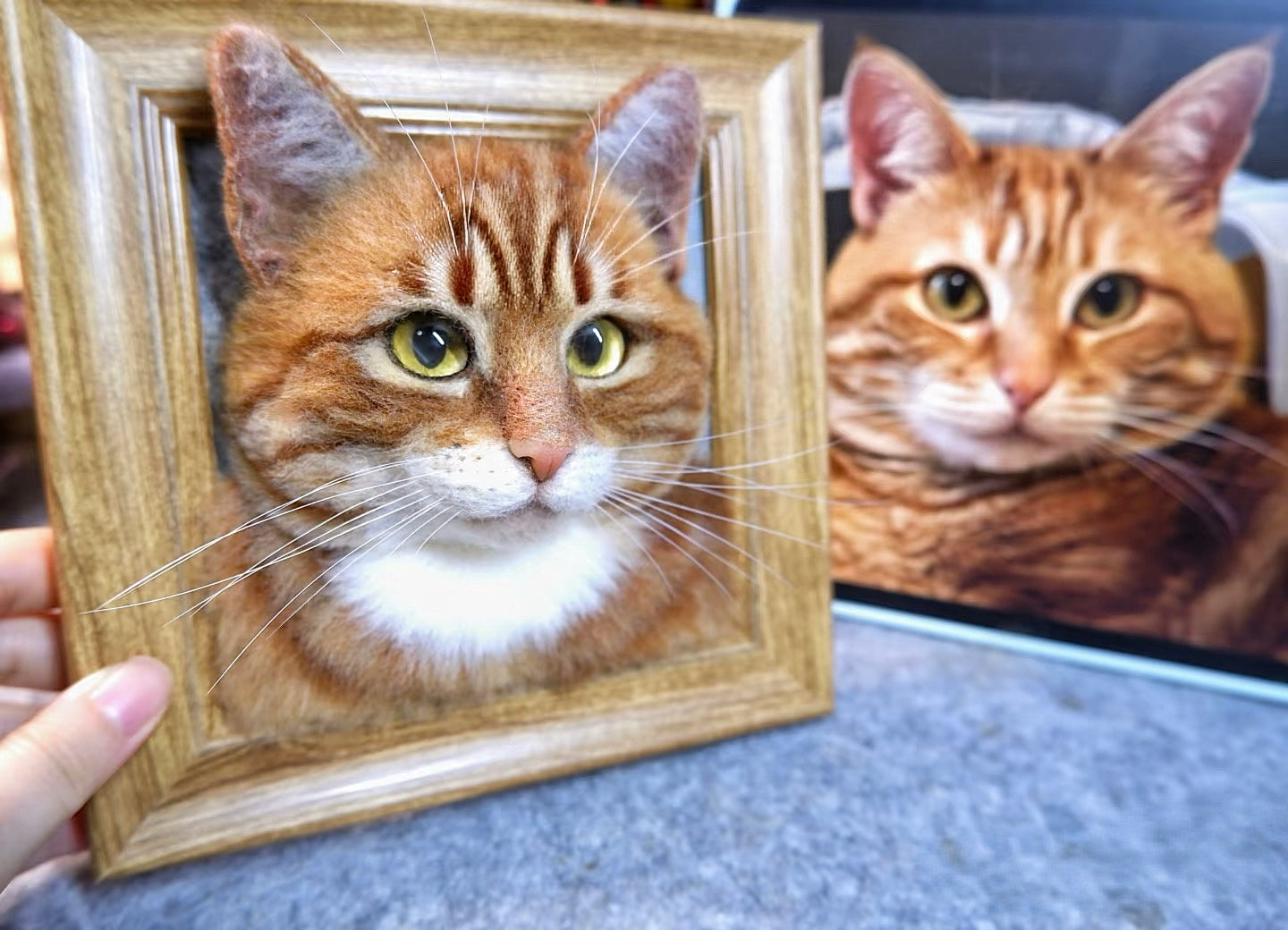 Custom 3D Felted Pet Portrait in Wooden Frame: 3 Sizes - Photo 15