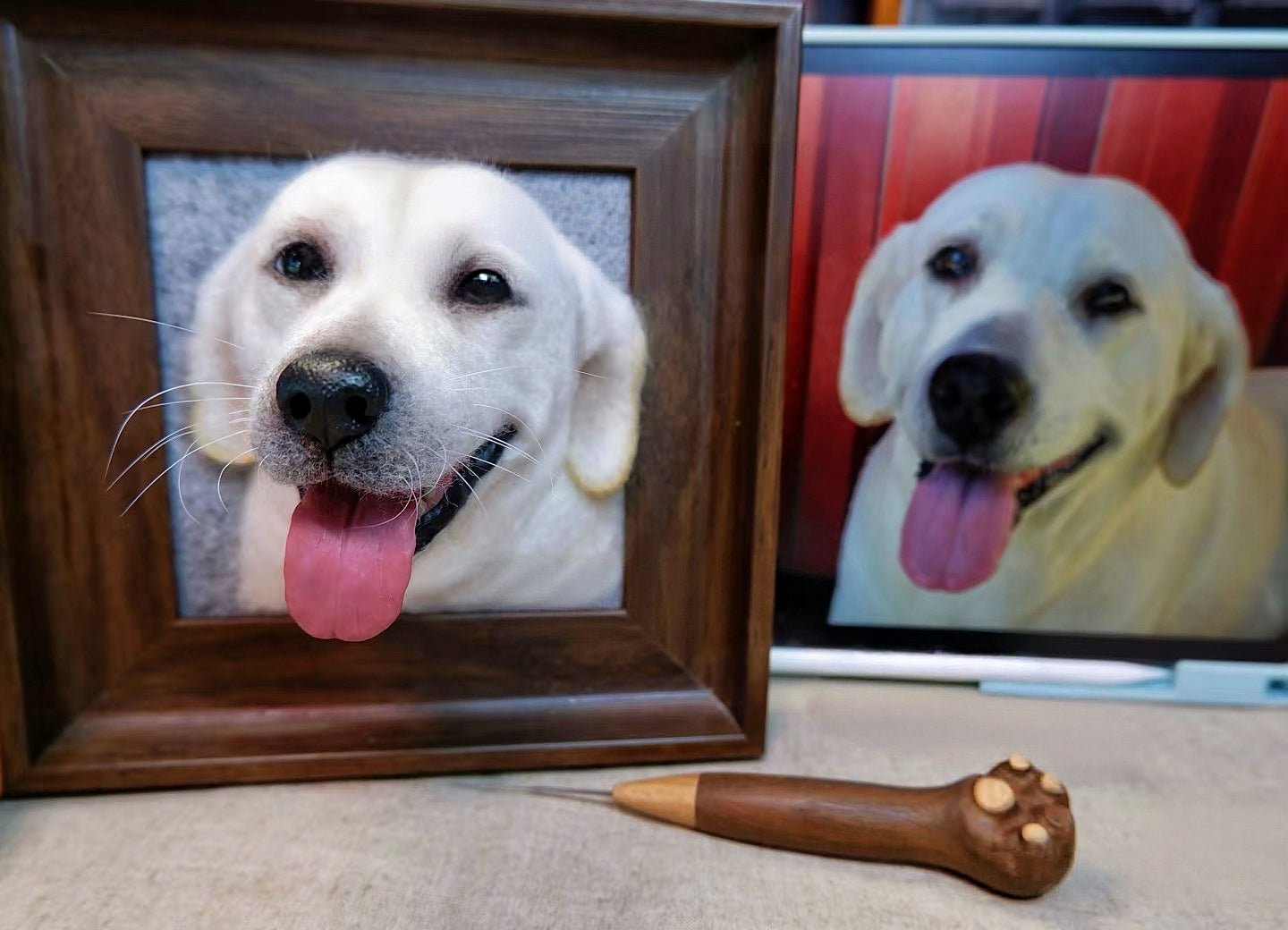 Custom 3D Felted Pet Portrait in Wooden Frame: 3 Sizes - Photo 16