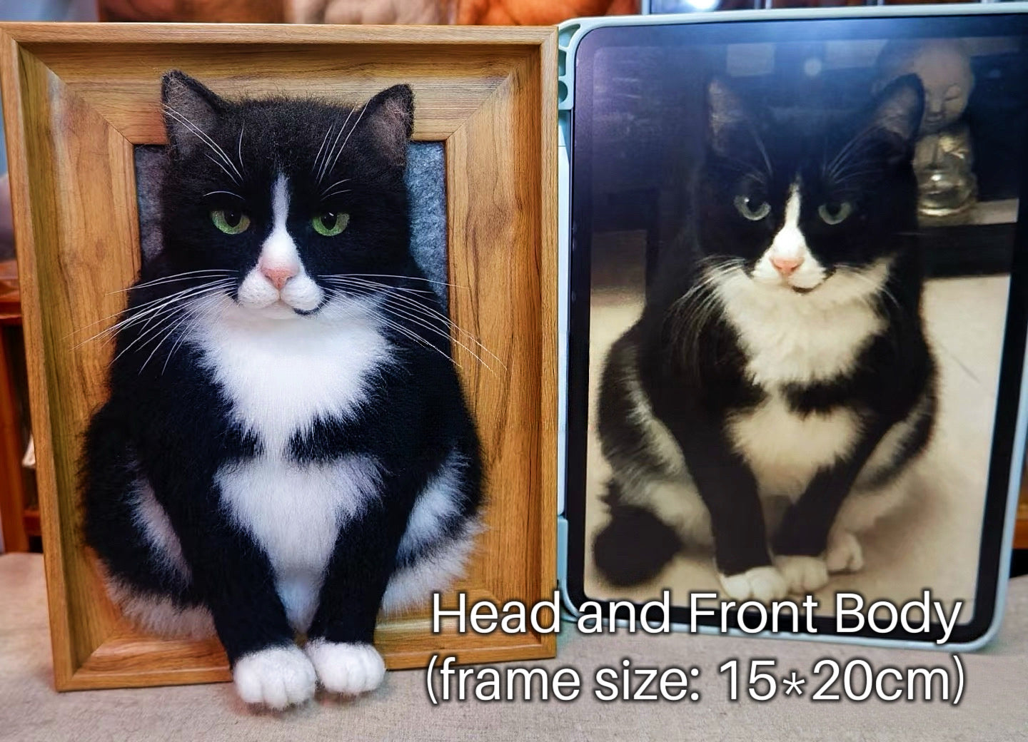 Custom 3D Felted Pet Portrait in Wooden Frame: 3 Sizes - Photo 5