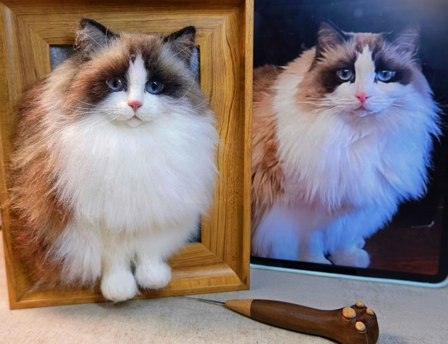 Custom 3D Felted Pet Portrait in Wooden Frame: 3 Sizes - Photo 8
